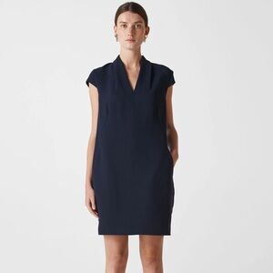 Whistles navy blue Paige v neck sleeveless crepe dress - 10 (Medium) NWOT